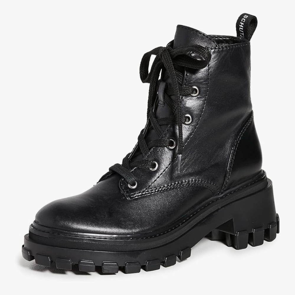 Schutz Orly Black Leather Block Heel Ankle Boots – Women’s Size 10